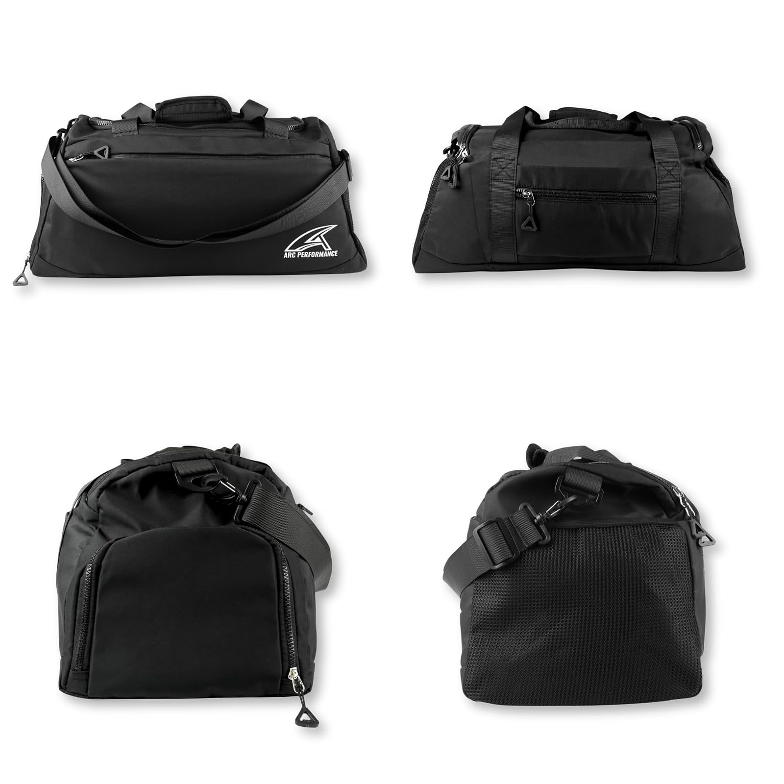 Arc Performance Sporttasche 35 L in Schwarz aus vier Perspektiven